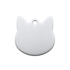 Blank brushed metal pet ID tag for a cat
