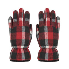 Red and black plaid winter gloves for cold weather
