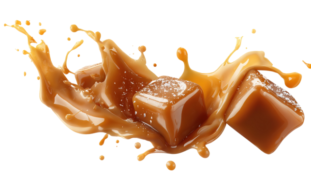 Falling caramel candy isolated on transparent background Remove png