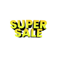Vibrant 3D Super Sale Typography for Social Media Promotion
