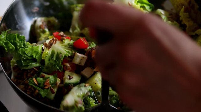 making a fresh and healthy salad 4k 25fps video
