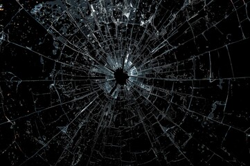 Obraz premium Dramatic Shattered Glass Texture Close-Up, A Visual Metaphor of Destruction and Fragility