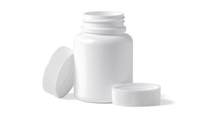 Empty White Plastic Pill Bottle.