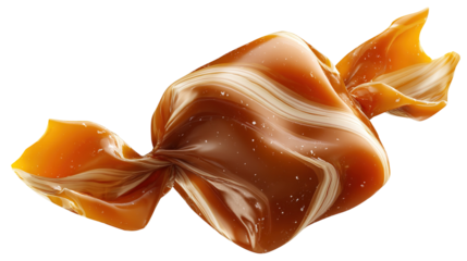 Falling caramel candy isolated on transparent background Remove png