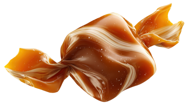 Falling caramel candy isolated on transparent background Remove png