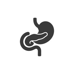 Stylized icon of human stomach pancreas and duodenum anatomy