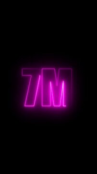 Glowing Pink Neon 7M Text on Black Background seven million