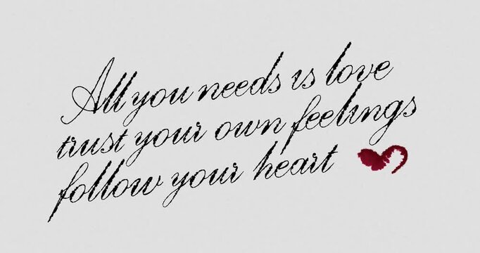 Inspirational quote about love and trust with a heart symbol on a paper