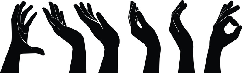 free hands holding collection vector silhouette illustration