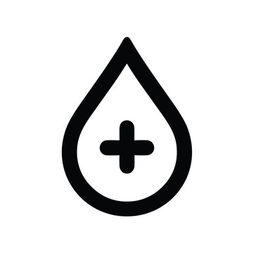 Blood drop icon with medical cross symbol on a light background for health concept on transparent background 