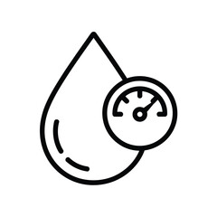 Water drop icon with pressure gauge indicating measurement and control