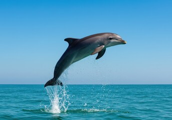 Fototapeta premium Dolphin Jumping Out of the Ocean Water