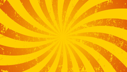 オレンジと黄色のスパイラル背景｜エネルギー・元気・ポジティブ・放射デザイン