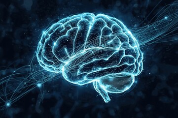 Obraz premium Digital representation of the human brain, neurological research and mental health concept