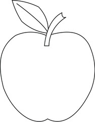 Minimalist black and white apple line art on white background – stock vector icon in line style