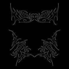 Abstract neo tribal element. Set of neo tribal shape. Aesthetic y2k cyber gothic style. Vector illustration.