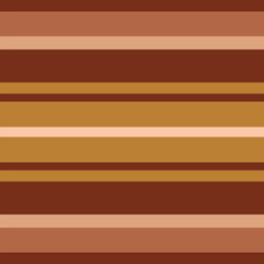 Striped seamless pattern background in brown. Multicolored horizontal lines. Autumn fall design in retro 70s style. Vector illustration. Perfect for decor, fabric, textile, wallpaper, wrapping paper