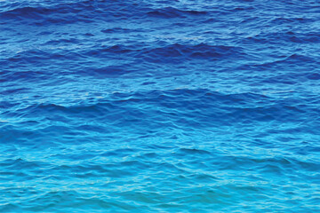 Obraz premium Blue ocean water surface with gentle waves and ripples. 