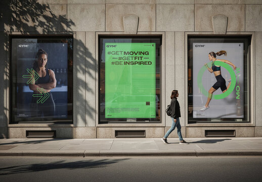 Modern Billboard and Poster Mockup on City Street