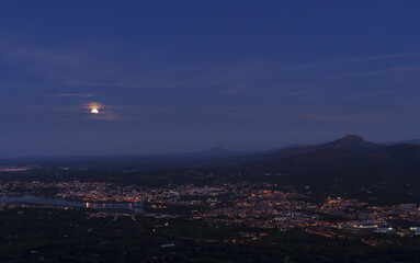 City of Irun. Full moon over the city of Irun, Basque Country