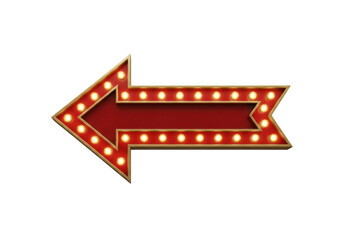 Illuminated arrow sign isolated on transparent background, pointing the way to success