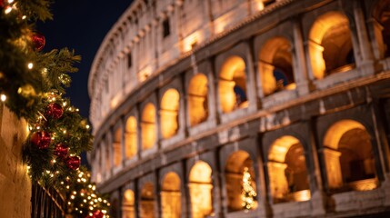 Obraz premium Roman Coliseum with Christmas decorations