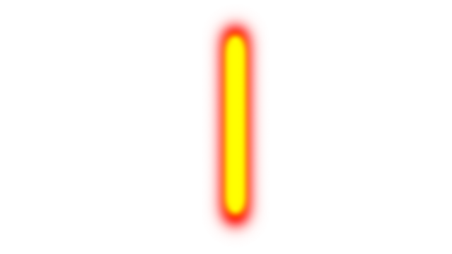 Abstract glowing yellow column on vibrant red background, a minimalist composition