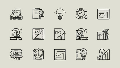 Fototapeta premium Set of business chart icons simple line vector design elements for data analysis isolated on white background