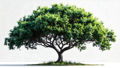 Obraz premium Majestic Green Tree Against White Background.