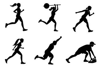 set of Running & Fitness Silhouette Vector Collection 
