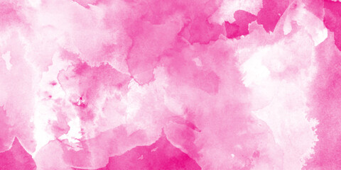 Fototapeta premium Abstract watercolor background with pink and white clouds, professional watercolor cold Press paper Sheet Painted with light Image, soft pink watercolor clouds on dreamy pastel background.