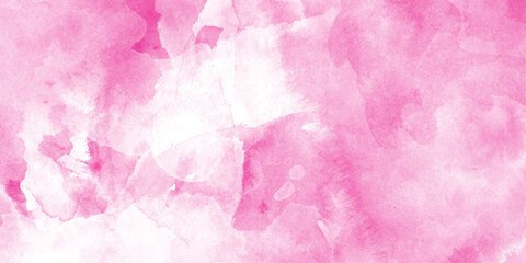 Fototapeta premium Abstract watercolor background with pink and white clouds, professional watercolor cold Press paper Sheet Painted with light Image, soft pink watercolor clouds on dreamy pastel background.