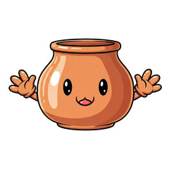 Cute Jar Character with Happy Face and Hands Isolated on White Background
