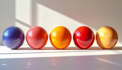 Colorful Spheres on a White Surface.