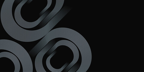 Obraz premium Abstract black and white background illustration with a digital swirl pattern, light, and a 3D tunnel line concept