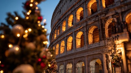 Fototapeta premium Roman Coliseum with Christmas decorations