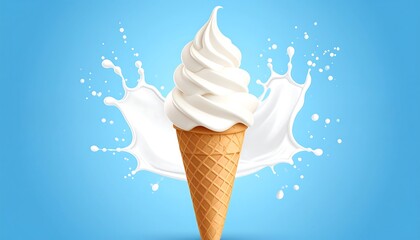 Delicious Vanilla Ice Cream Cone.