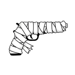 Gun Wrapped in White Bandage Symbolizing Healing, Recovery, and the End of Violence Isolated on White Background