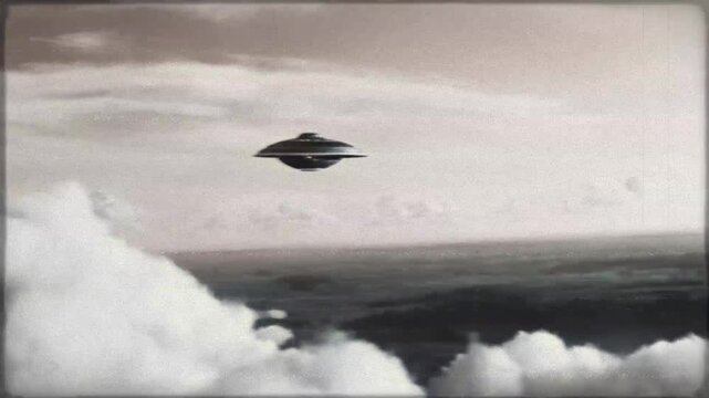 Ufo in sky old footage video recreation vfx animation