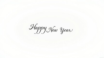 Elegant script text happy new year on a clean white background