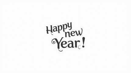 Happy new year elegant handwritten script typography on white background