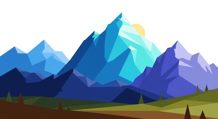 A bold, modern, and geometric vision of a mountain landscape.