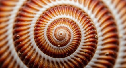 Macro Seashell Spiral: Detailed Golden Ratio Pattern in Earthy Tones