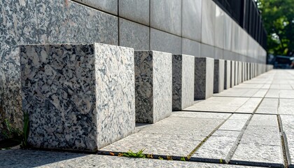Modern Architecture Stone Facade Detail.