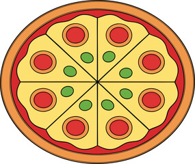 Pizza Illustration. Delicious Pizza Design. Classic Italian Pizza Artwork. Fresh Baked Pizza Illustration. Tasty Cheese Pizza Design. Hot Pepperoni Pizza Artwork. Traditional Pizza Illustration