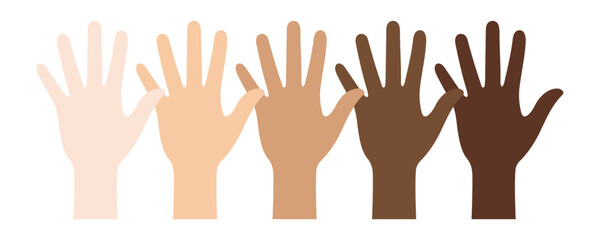 Diverse Hands of Different Skin Tones for Unity and Inclusion Vector 