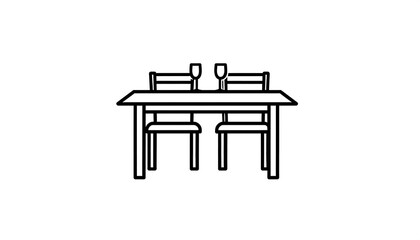 Dining Table with Two Chairs and Glasses.