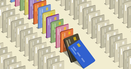 Fototapeta premium Credit card fall finance concept illustration