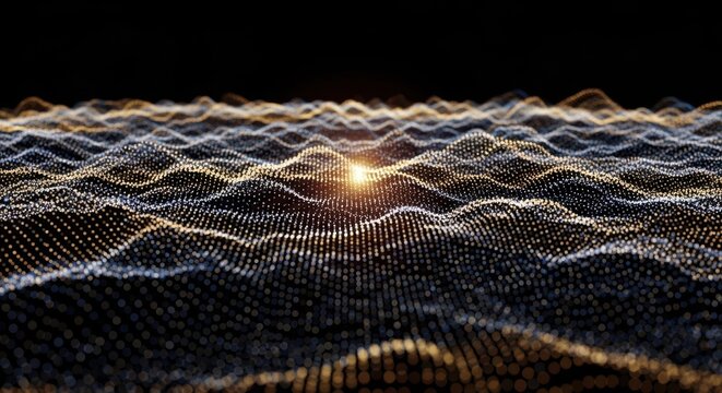 Abstract Digital Landscape of Illuminated Particles - Powered by Adobe