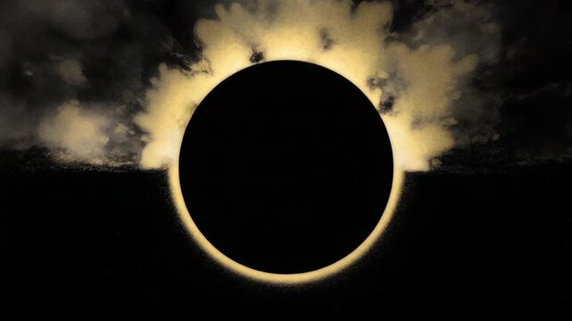 Solar Eclipse Through Clouds - A Dark and Mysterious Celestial Event.